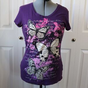 Joe Boxer Shirt Purple Size Medium Butterflies